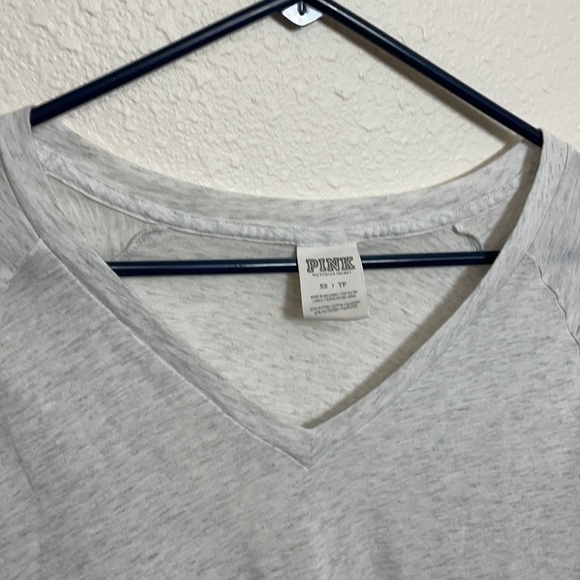 Pink Victoria Secret Oversized Long Sleeve Top Heathered Gray White Size XS - Picture 3 of 8